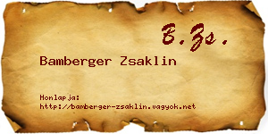 Bamberger Zsaklin névjegykártya